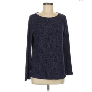 Mario Serrani Womens Long Sleeve Top Sz M Italy Crew Neck Purple Animal Print
